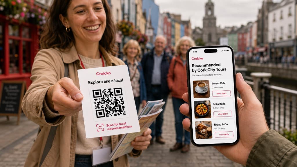 Host sharing a guest recommendation QR with visitors